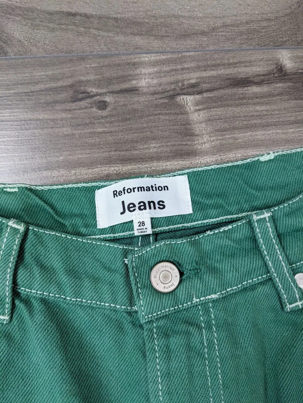 Reformation Women's Jeans Cowboy High Rise Straight Jeans Green Size 28 - Picture 5 of 12